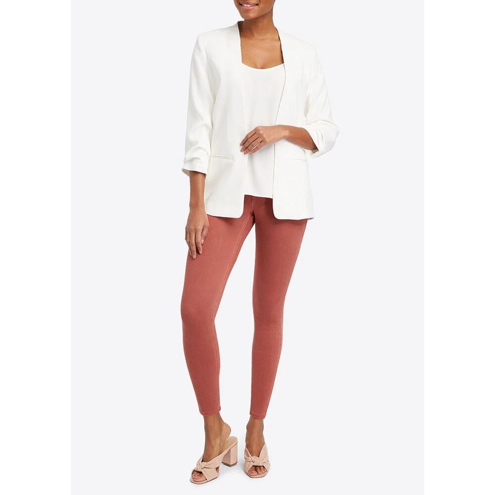 SPANX Jean-Ish Leggings in Bronzer Sz Medium Rust Red Pink Slimming Comfortable